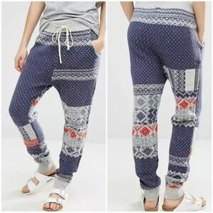 HTF Free People Faire Isle Cozy Pull-on Snuggle up Jogger Pants SZ S